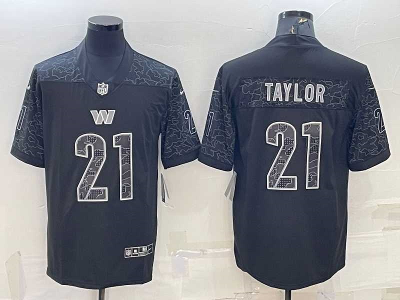 Men%27s Washington Commanders #21 Sean Taylor Black Reflective Limited Stitched Football Jersey
